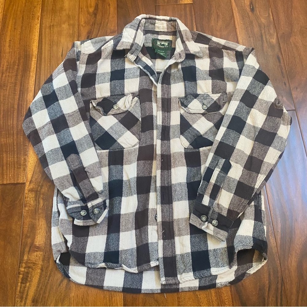 Stillwater Supply Co Men's Medium Plaid Flannel Long Sleeve Shirt Black/Brown
